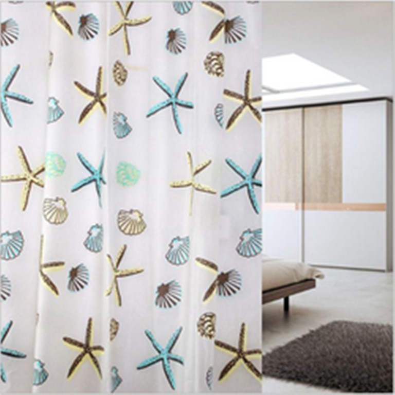 Rèm Cửa Nhà Tắm Decor Cá Tính Sao Biển + kèm ảnh thật 1m8x2m