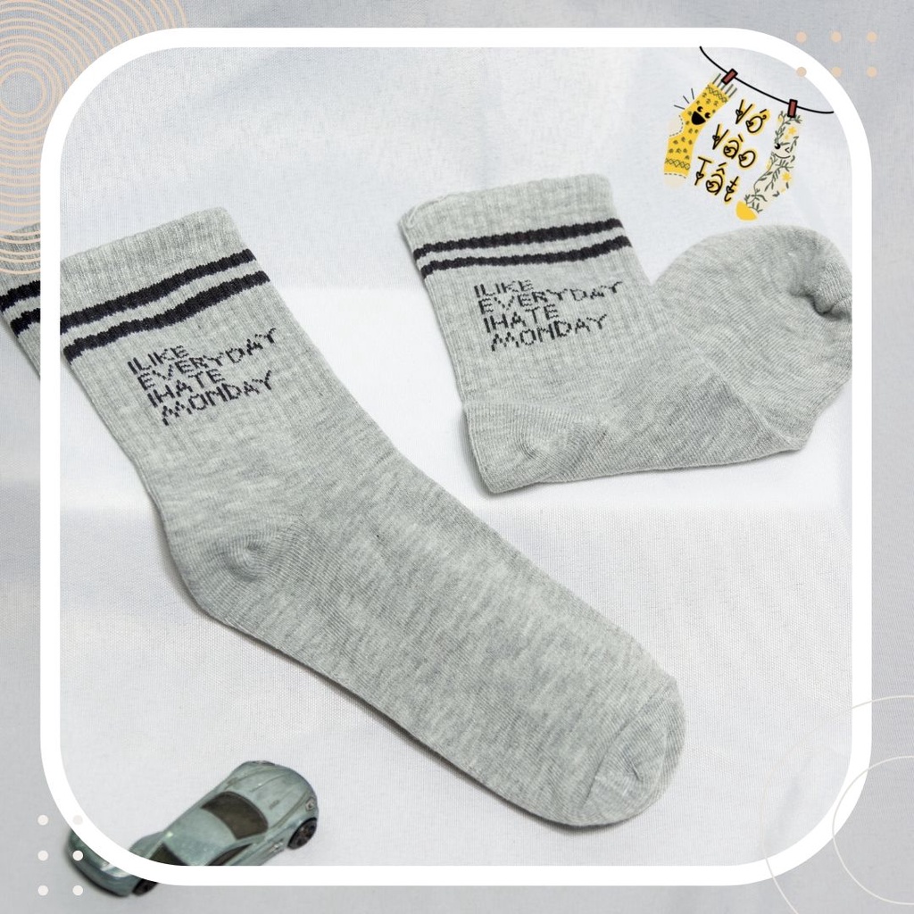 TẤT VỚ UNISEX IN CHỮ CÁ TÍNH CÓ SỌC