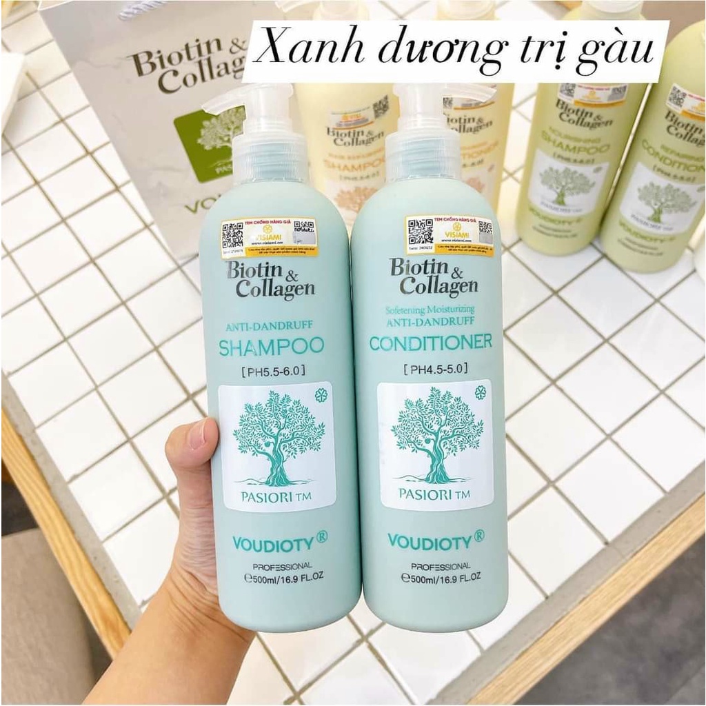 Dầu Gội Biotin Collagen, Bộ Gội Xả Biotin Collagen Xanh Dương 500ML Chính Hãng | Ngăn Ngừa Gàu, Làm Sạch Da Đầu Hiệu Quả