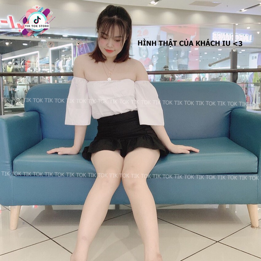 Áo trễ vai và chân váy nhún, set đồ nữ cá tính TIK TOK STORE