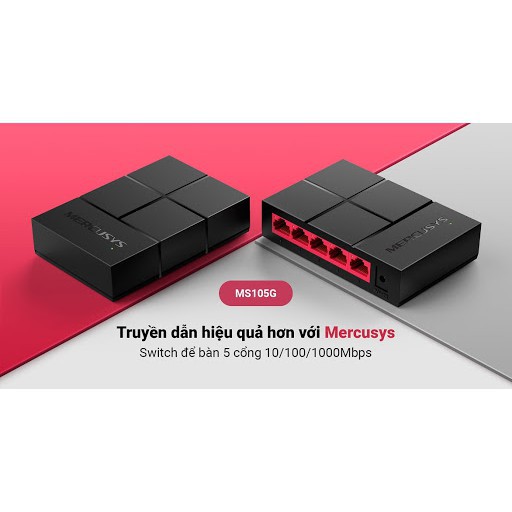 Bộ chia mạng 5 cổng Mercusys MS105G 10/100/1000Mbps, switch chia tín hiệu để bàn