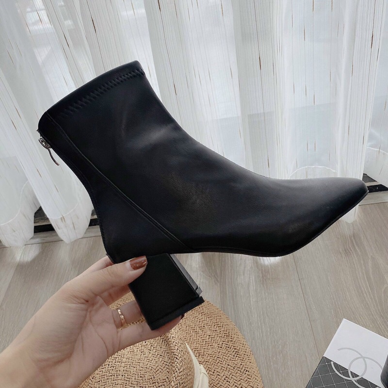 [MUA 1 TẶNG 1]  GIÀY BOOT DA đế vuông dễ phối ĐỒ xinh lắm( tặng vớ+ HÌNH THẬT+ FULL HỘP)