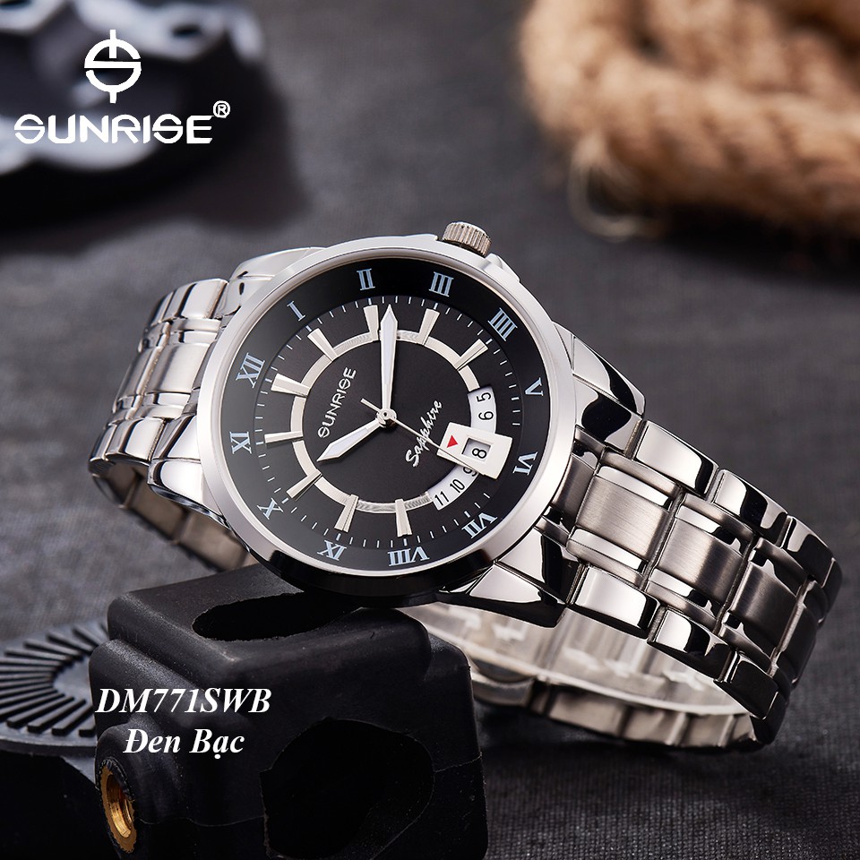 Đồng hồ nam siêu mỏng Sunrise DM771SWB kính Sapphire chống xước