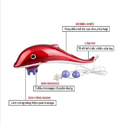 Máy massage cá heo cầm tay 3 đầu ( Lớn )