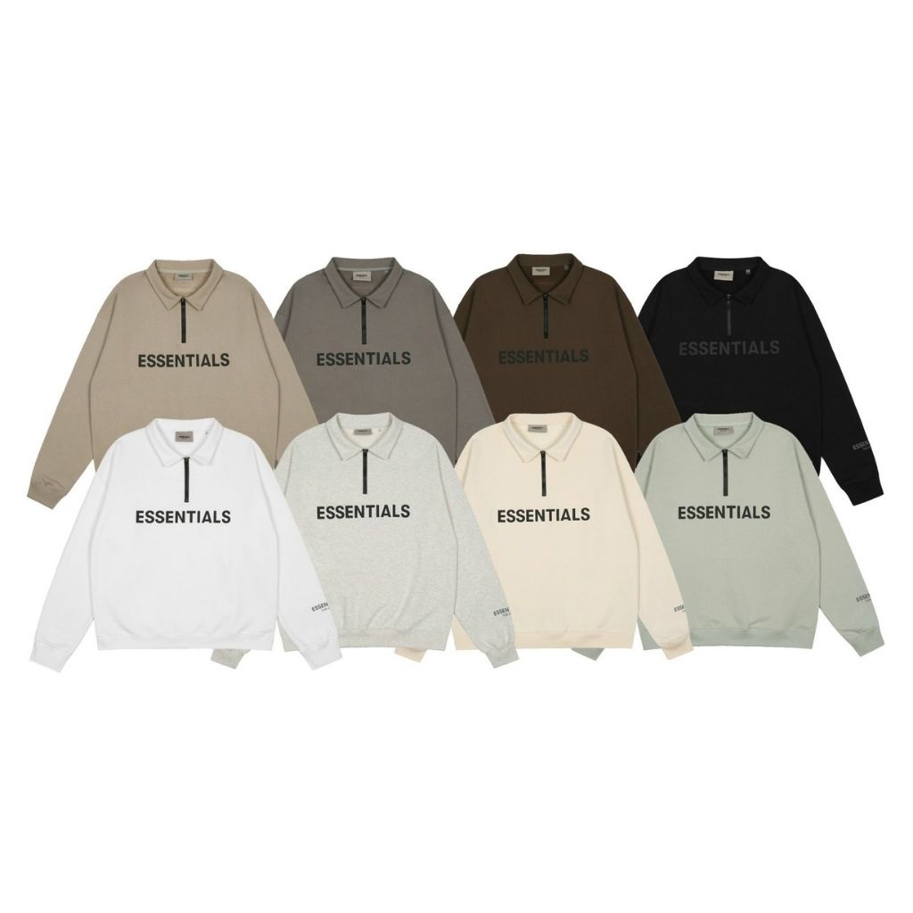 Áo Sweater Nam Nữ Form rộng CHUMI kéo khóa cổ in chữ nổi Essentials phong cách năng động, Streetwear AN209