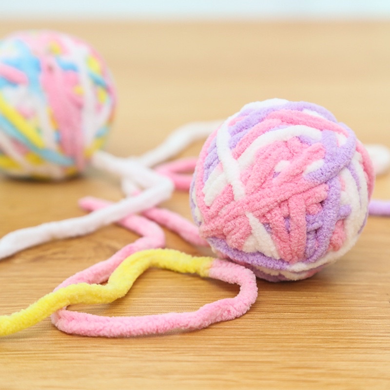Đồ chơi bóng đan len nối dây có chuông lắc cho mèo cưng