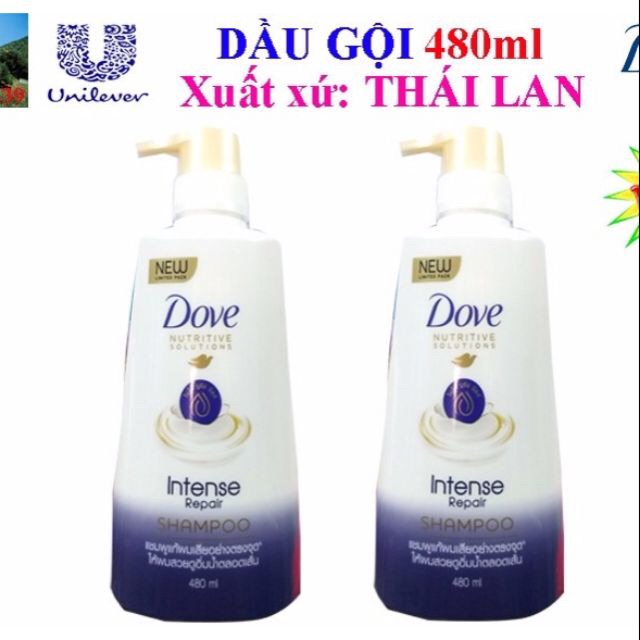 Dầu gội Dove Phục hồi tóc hư tổn Intense Repaie 450ml/chai - Hàng nhập khẩu Thái Lan