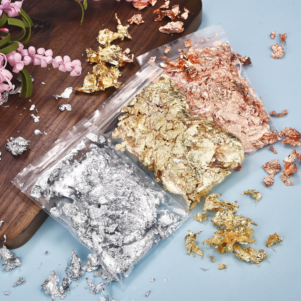 Một túi giả vàng lá sequin sơn Confetti DIY móng tay nghệ thuật lá trang trí giấy tráng miệng bánh trang trí