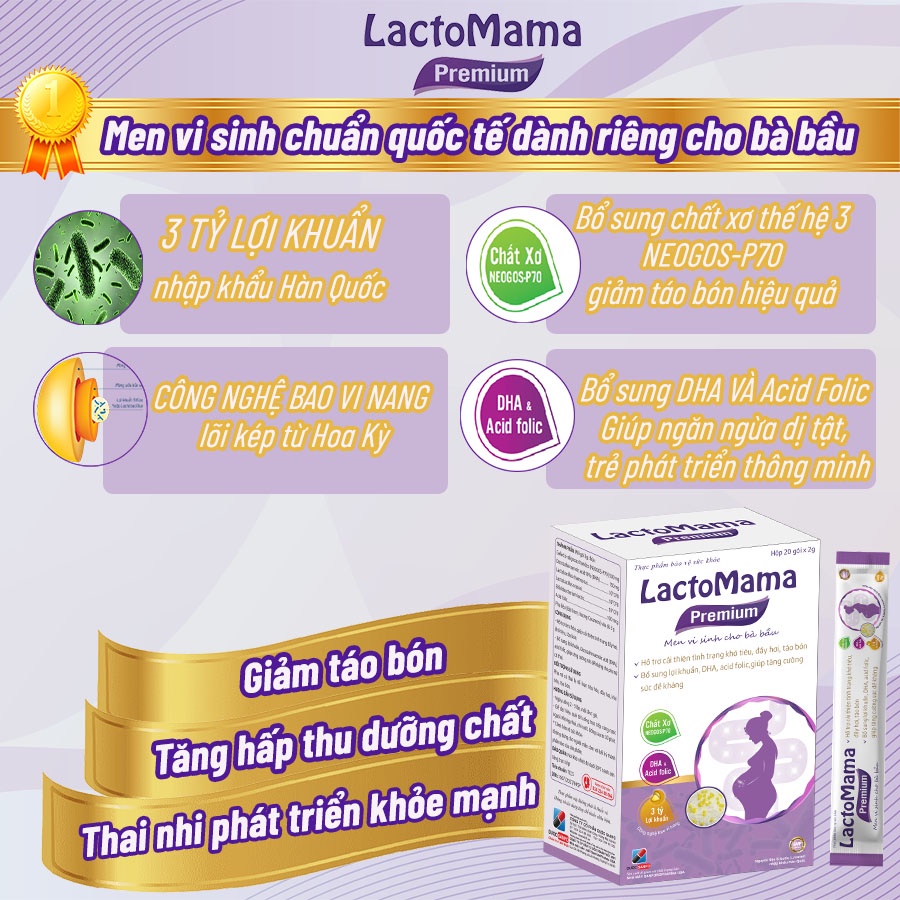 LACTOMAMA PREMIUM - MEN VI SINH CHUẨN QUỐC TẾ DÀNH RIÊNG CHO BÀ BẦU