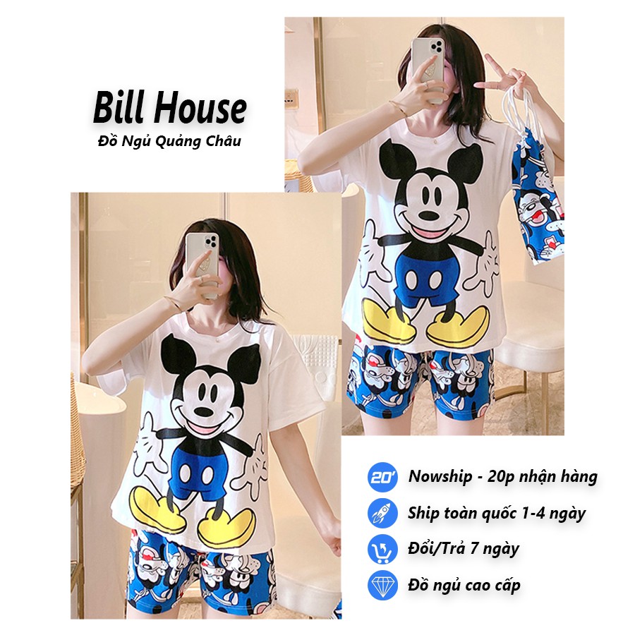 Đồ Bộ Nữ Cộc Tay Áo Trắng Bộ Mặc Nhà Họa Tiết Nhân Vật Dễ Thương BC03 | BigBuy360 - bigbuy360.vn