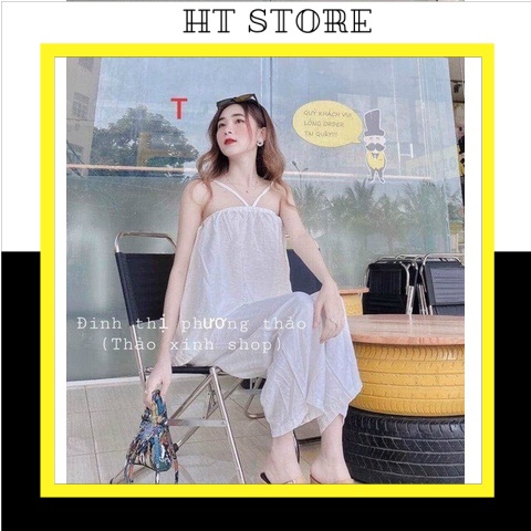 Set Bộ Nữ Áo Yếm Quần dài Trắng  hotgirl Siêu Xinh dưới 62kg G074 - HT STORE