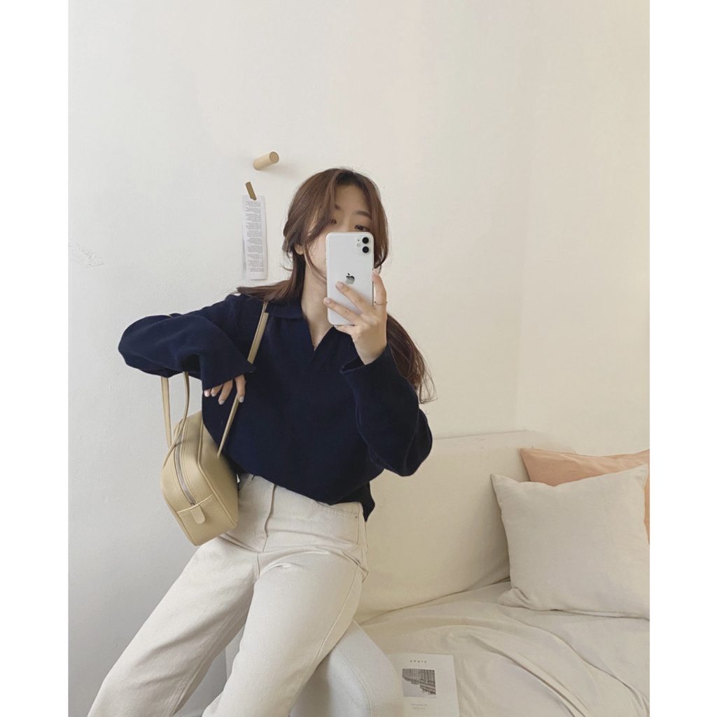 Áo tay dài Soci cổ sơ mi màu trơn