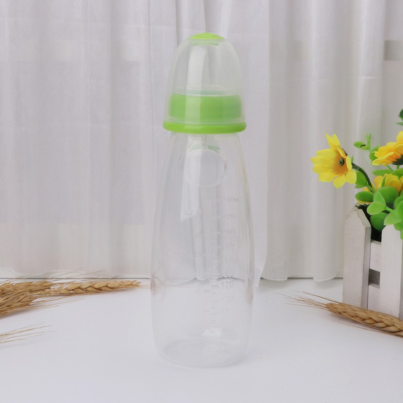 INN 240ML Baby Squeeze Spoon Milk Food Support Bottle Newborn Rice Bottle Infant Drinking Training Cups