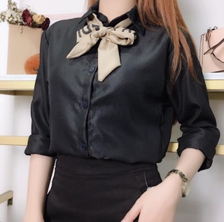Áo sơ mi thắt nơ HÌNH THẬT 100%