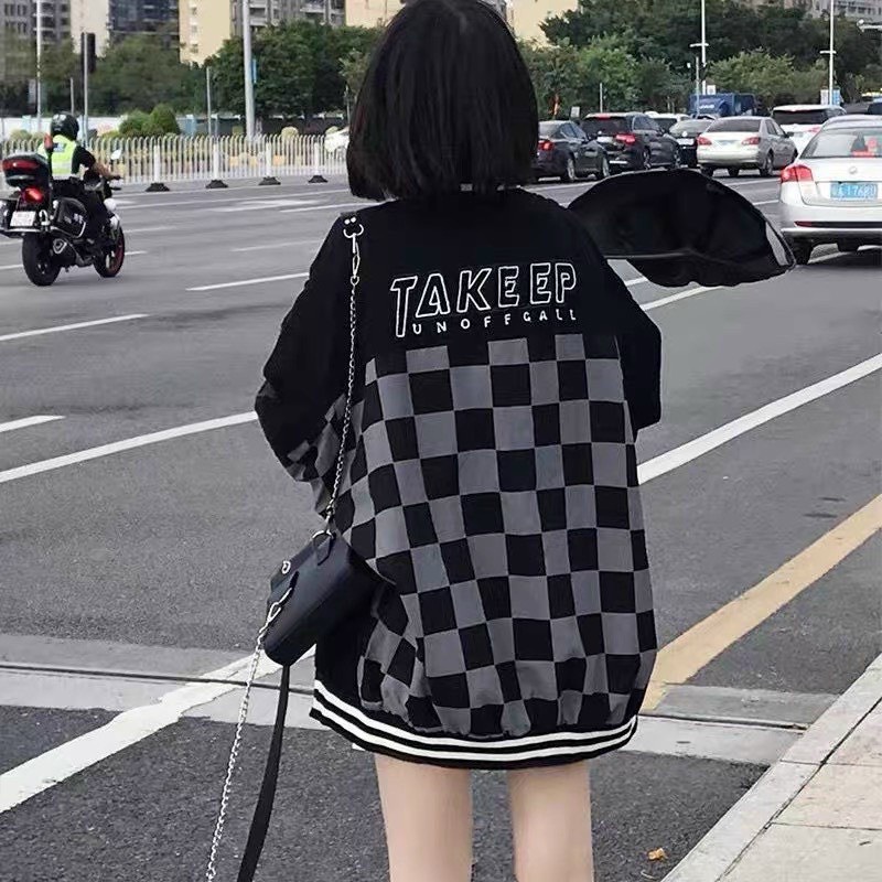 Áo khoác bomber bóng chày KẺ CARO nam nữ unisex  Bomber jacket nỉ form rộng tay bồng Áo khoác ulzzang Freeship Sale