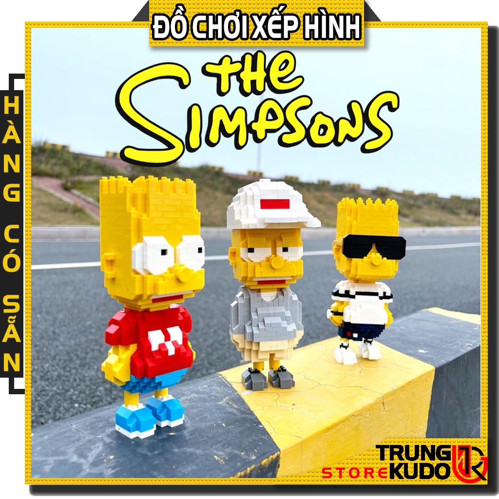 Mô hình Simpsons dạng Đồ chơi xếp hình Gia Đình Simpsons dùng làm quà tặng bạn bè, đồ decor