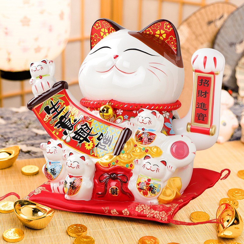 Mèo Thần Tài Vẫy Tay Phong Thủy 68 Mèo Chiêu Tài Lộc 20-29cm