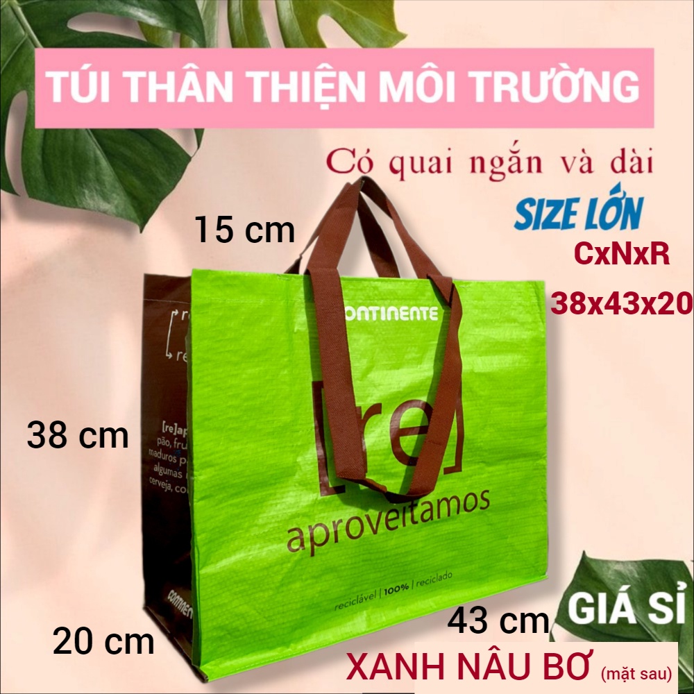 HAI QUAI - TÚI SIÊU THỊ, THÂN THIỆN MÔI TRƯỜNG, ECO SHOPPING BAG, BỀN, ĐỰNG ĐỒ NẶNG, SIZE LỚN