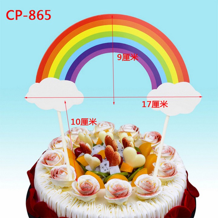 Combo 10 túi 100 chiếc topper cầu vồng cắm bánh sinh nhật cao 18Cm, trang trí bánh sinh nhật, hình cắm cầu vồng