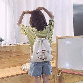Balo dây rút happy bag kích thước 50 × 37, chất vải dày , đựng sách vở tài liệu siêu cute 55