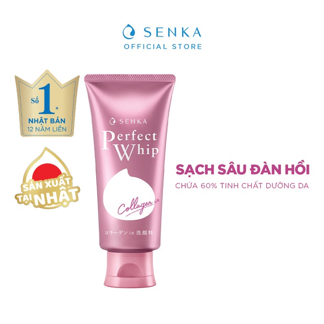 Sữa rửa mặt tạo bọt bổ sung Collagen Senka Perfect Whip Collagen In 120g