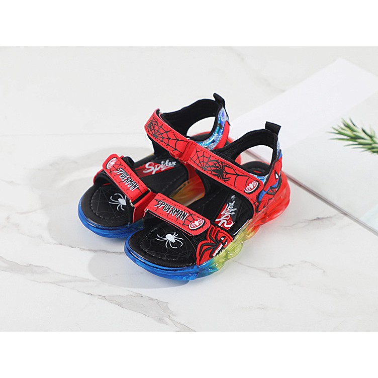 sandal bé trai size 26-31 siêu nhân nhện đèn led