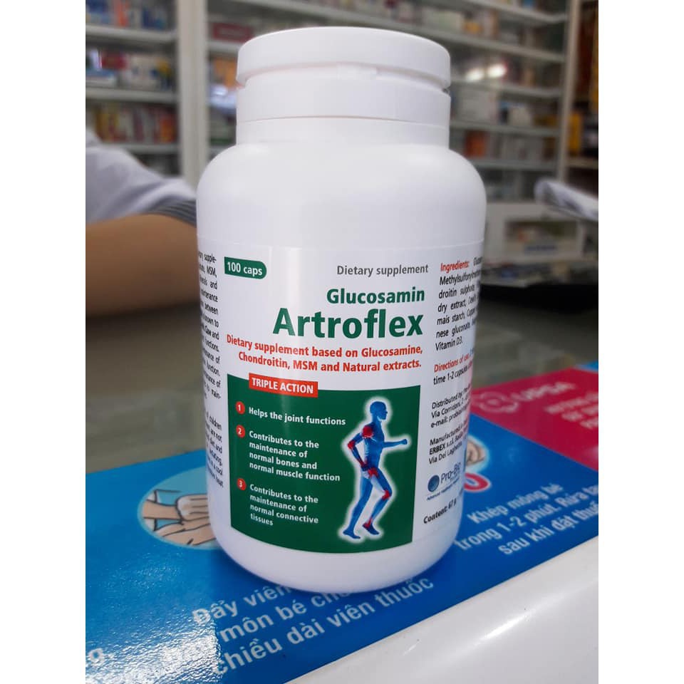 Viên Xương Khớp Glucosamin Artroflex Giúp tái Tạo Sụn, Giảm Đau Khớp Hộp 100 Viên