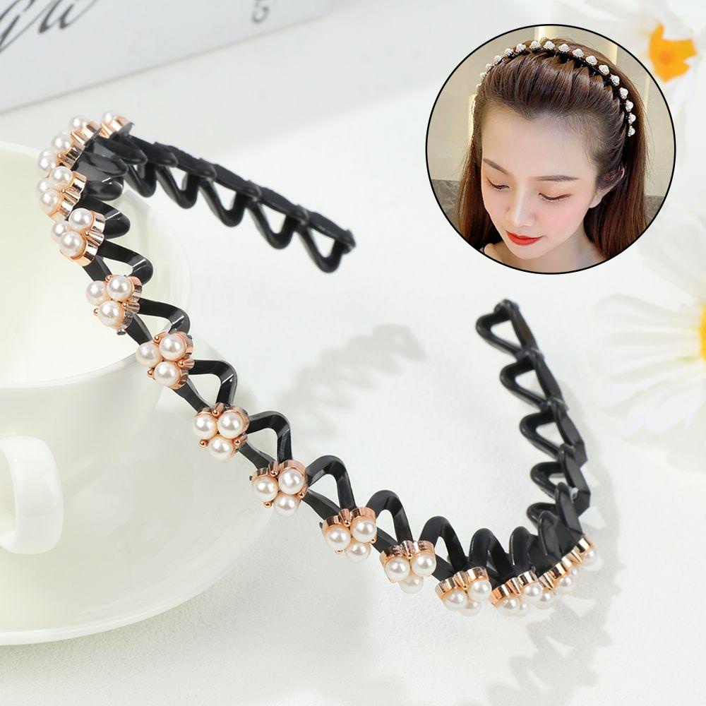 LANSEL Băng Đô Cài Tóc Gợn Sóng Đính Ngọc Trai Chống Trượt