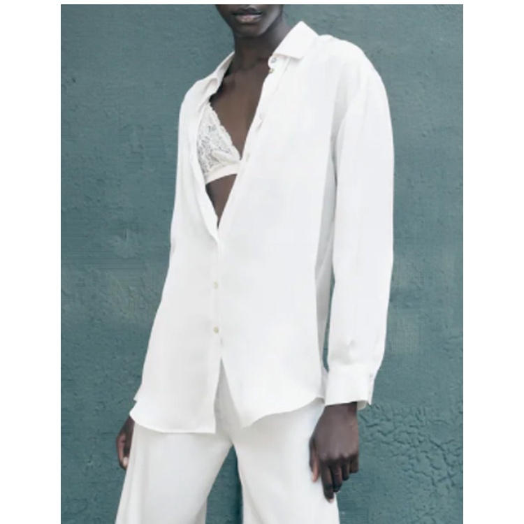 Zara Áo Sơ Mi Tay Dài Vải Lụa Thời Trang Mùa Hè