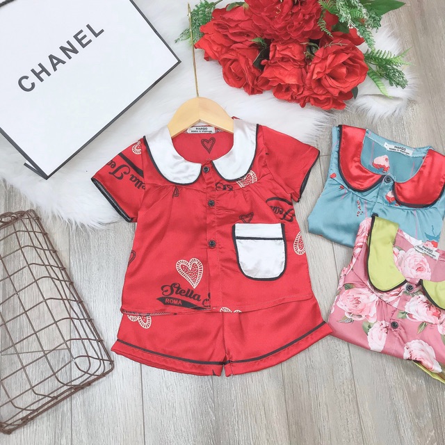 Bộ pijama lụa mềm mát cho bé gái - BPLN4