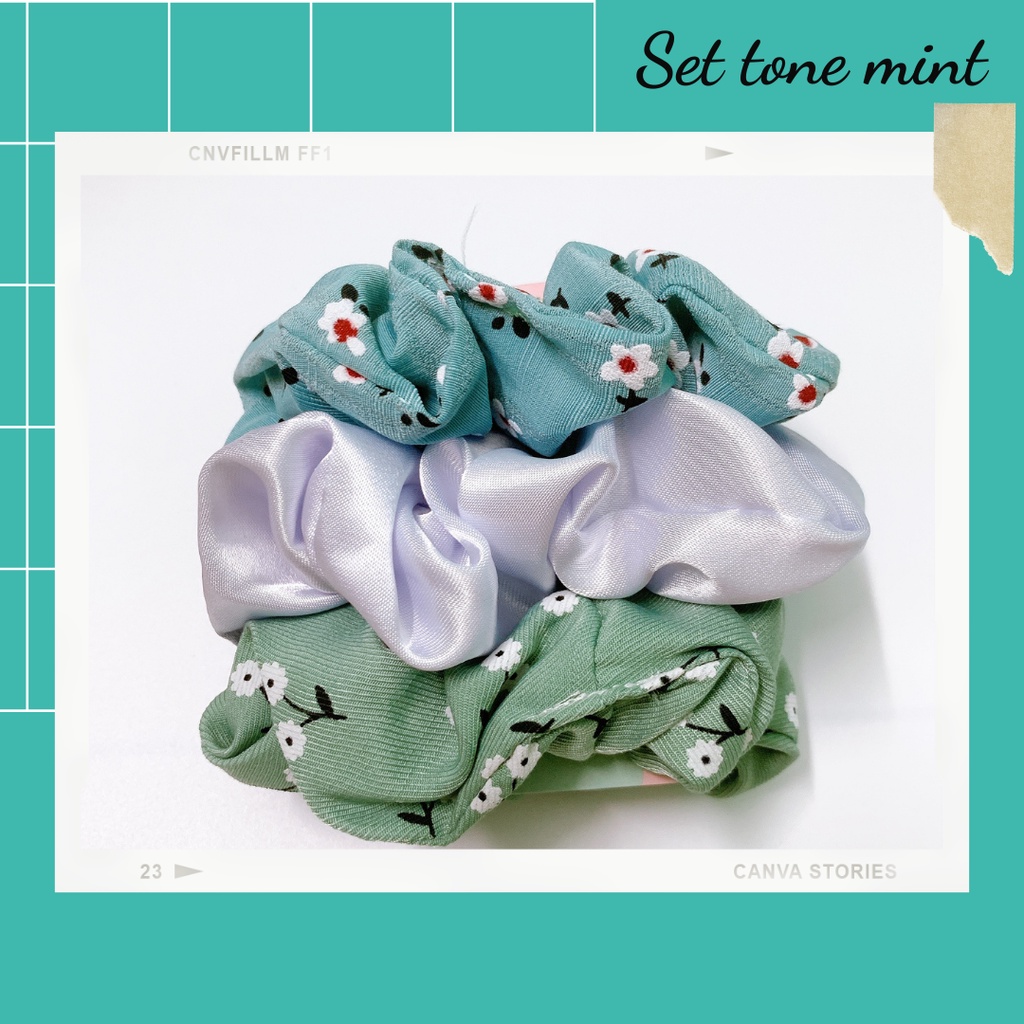 [Handmade] Set 3 cột tóc scrunchies dễ thương mix ngẫu nhiên dành cho bạn nữ