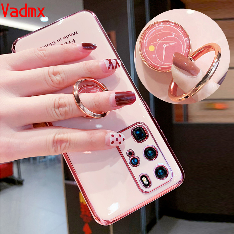 Case Samsung Galaxy A6 A8 Plus A6+ A8+ A8 A7 A6 J8 2018 S10 Plated Soft Finger Ring Bracket Holder Phone Cover