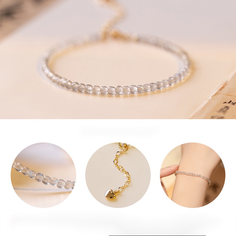 [Hàng Mới Về] Vòng Đeo Tay Đá Mặt Trăng Xám Đơn Giản