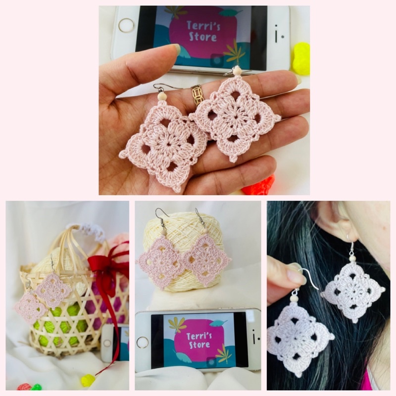 Earrings - Bông tai Handmade thủ công nhiều mẫu làm bằng len sợi - Tone màu Hồng Pastel