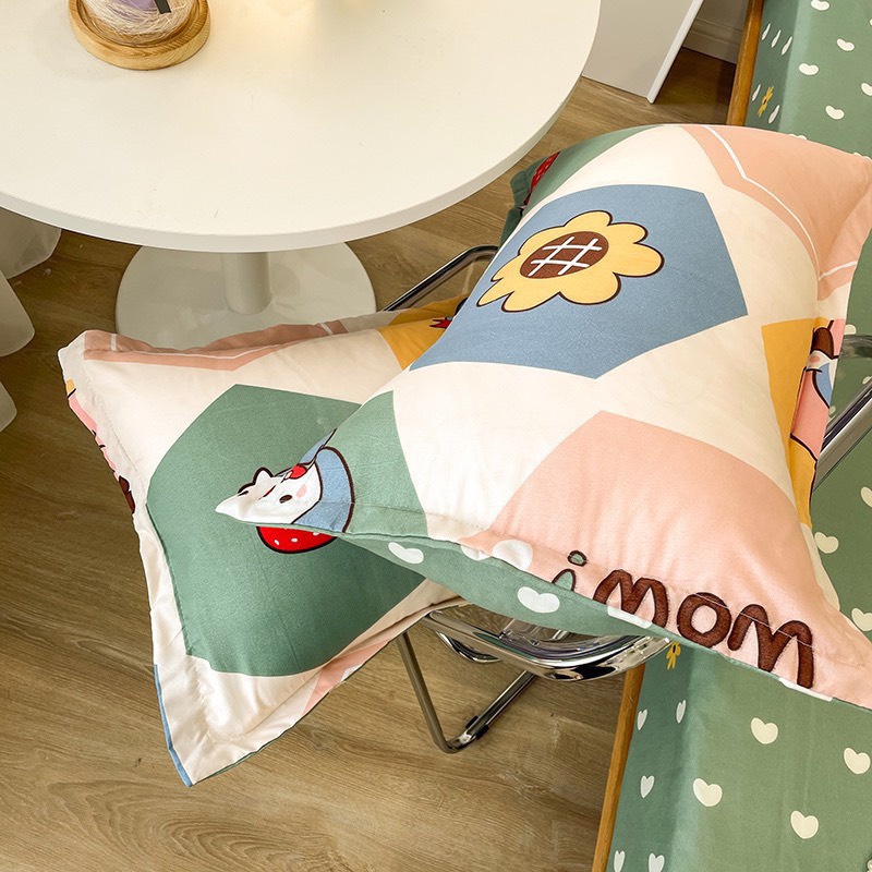 Bộ chăn ga gối cotton poly - Mẫu gấu đa giác