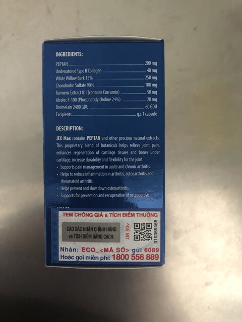 Combo 2 chai Jexmax hộp 30 viên bổ khớp tái tạo sụn khớp | BigBuy360 - bigbuy360.vn