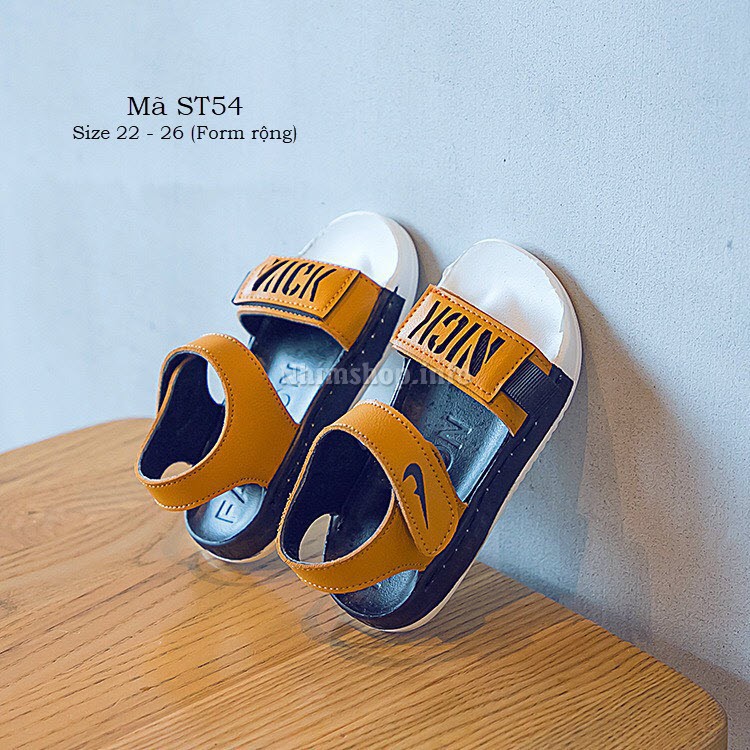 sandal nick bé trai 2 - 4 tuổi siêu nhẹ - dép quai hậu bé trai nâu da bò thời trang đi học đi biển mùa hè ST54