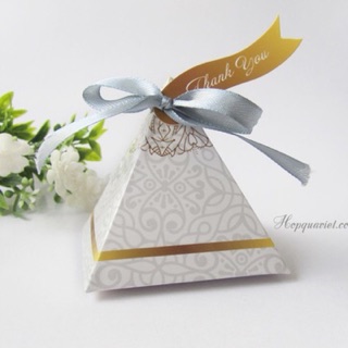 Set 50 hộp quà cưới kèm nơ & tag thank 18X