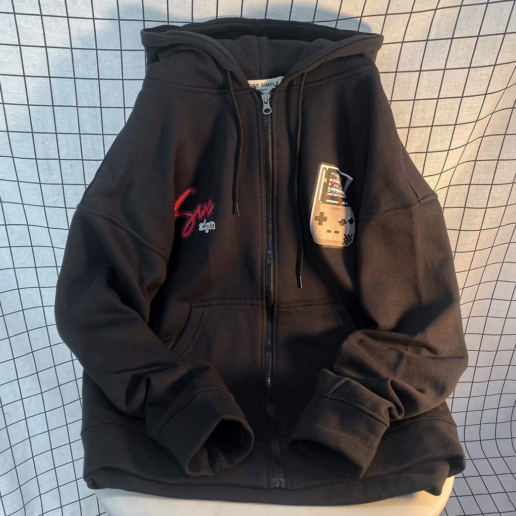 Áo Khoác Hoodie GAME Nam Nữ Unisex Form Rộng Phối Zip Vải Nỉ Bông Dày Dặn - GIDI