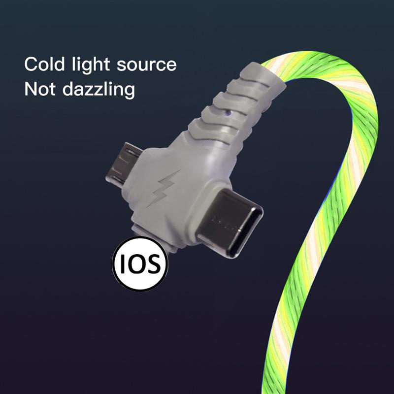 Dây Cáp Sạc Nhanh USB Type C Có Đèn LED 3 Trong 1 Cho iPhone Android