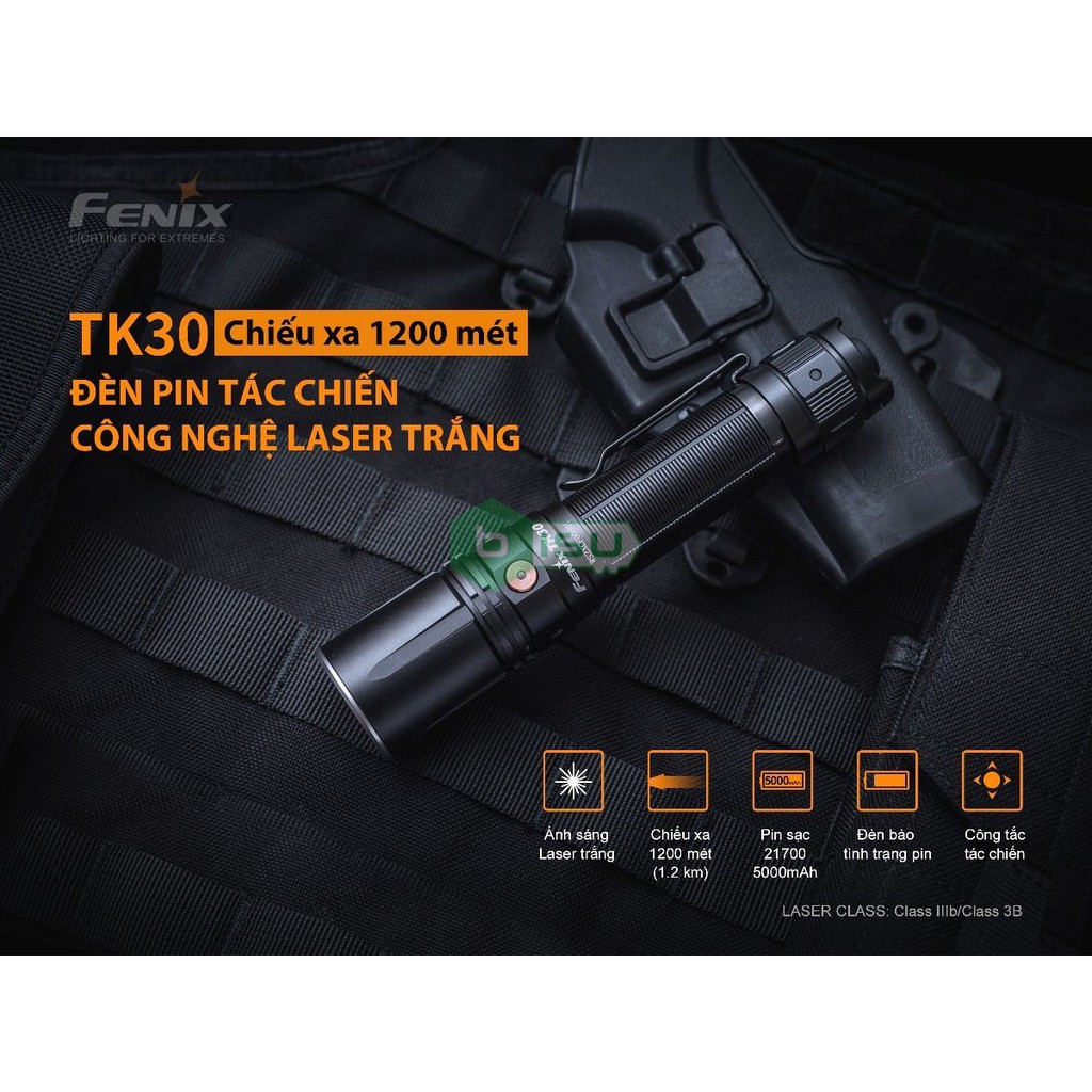 ĐẠI LÝ ĐỘC QUYỀN FENIX - Đèn pin Fenix - TK30 (đèn laser trắng, 500 Lumens, chiếu xa 1.2km)