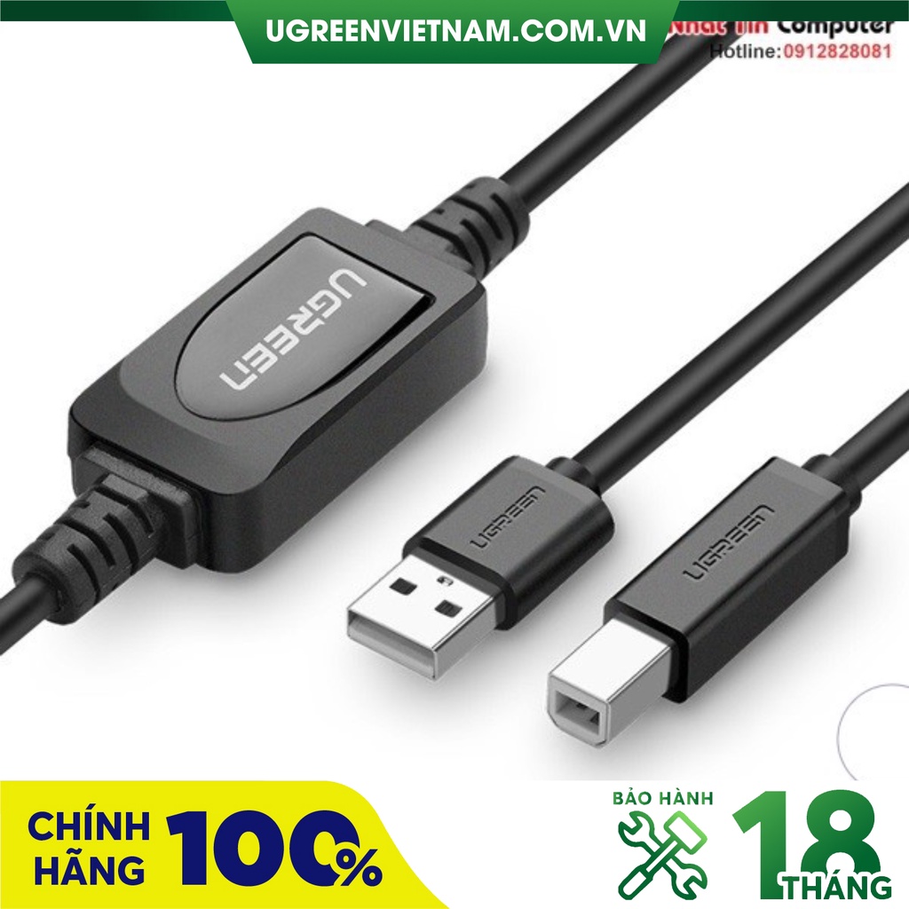 Cáp máy in USB 10m/15m Ugreen có IC khuếch đại chính hãng