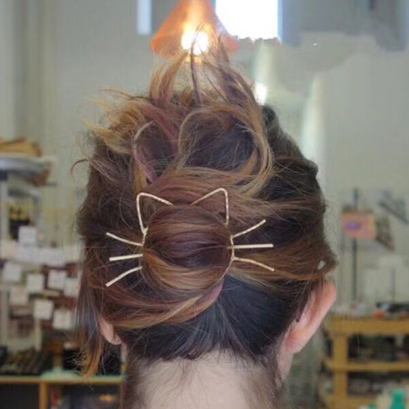 Kẹp Tóc Kim Loại Hình Mèo Dễ Thương Cho Nữ