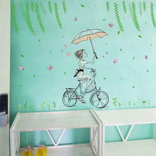 DECAL DÁN TƯỜNG CÔ GÁI ĐI MƯA