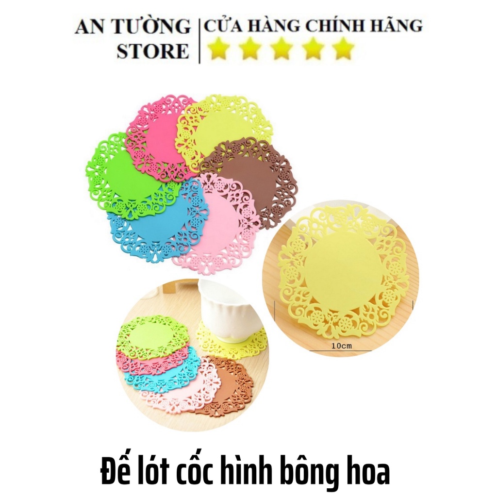 Miếng Lót Cốc, Đĩa, Ly Silicone Hình Bông Hoa Dễ Thương