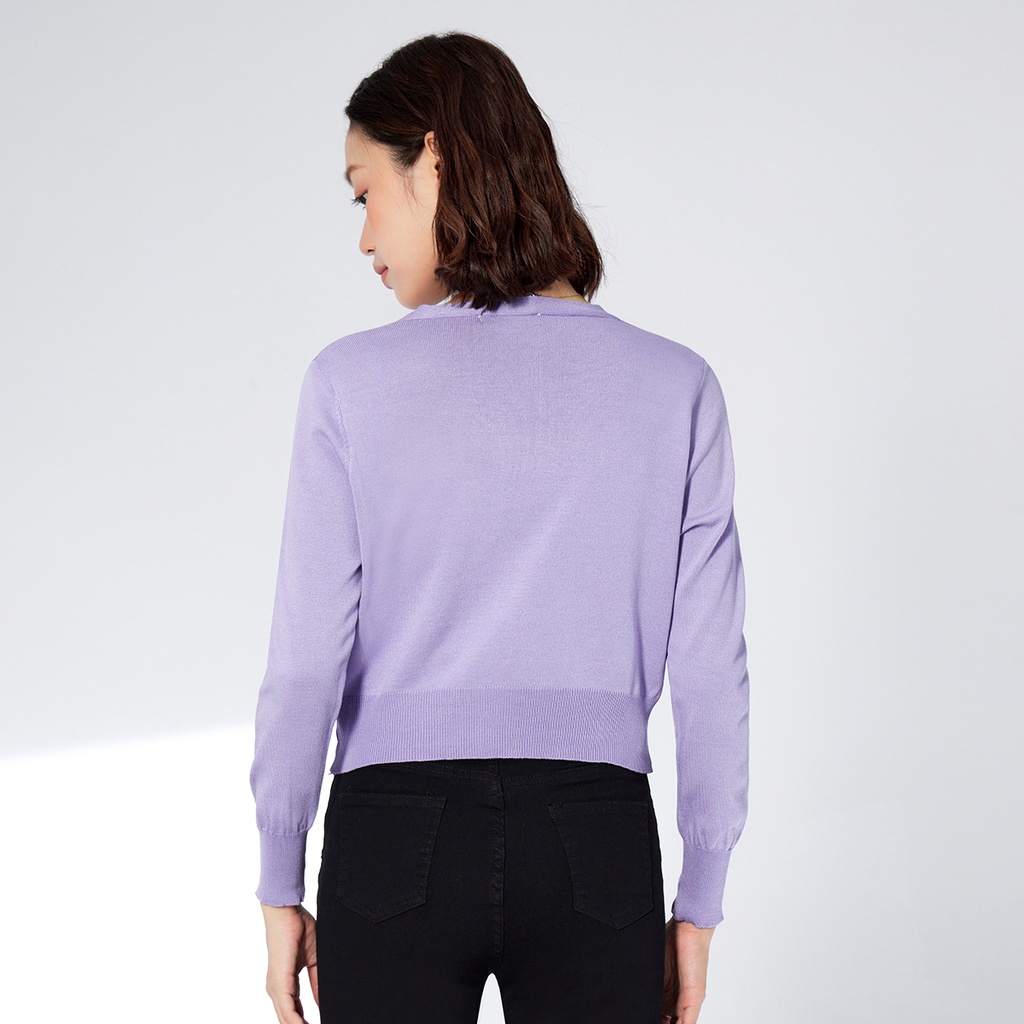 Áo Crop Top Lovito Đan Len Gingham L33AD136 (Màu Tím/Đen)