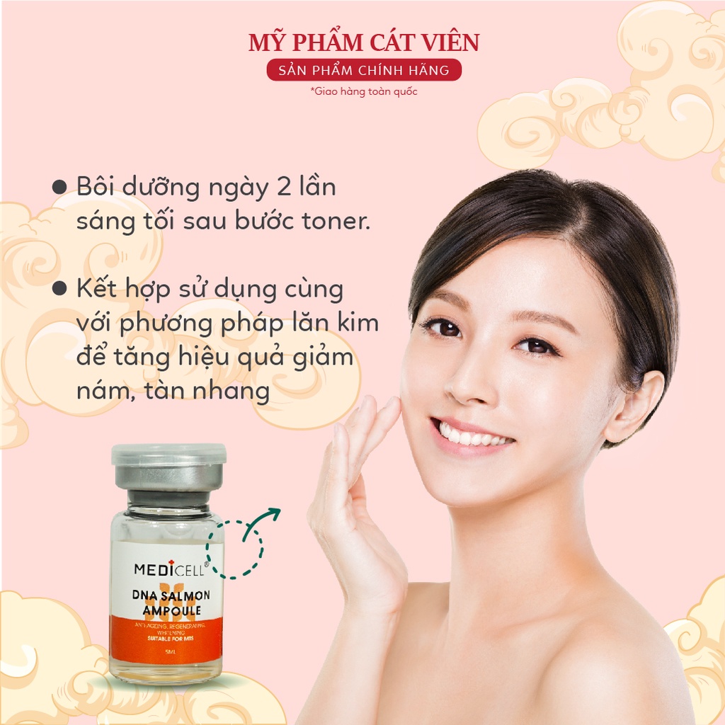 Tế Bào Gốc Trắng Da, Cang Bóng Da Mặt, Kiềm Dầu Da Dầu DNA Cá Hồi Medicell - lọ 5ml