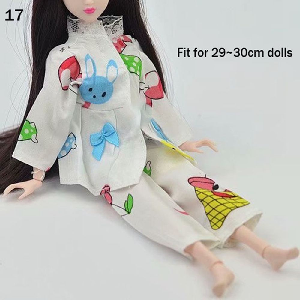 Bộ đồ ngủ mùa đông màu hồng xám thời trang cho búp bê 1/ 6 loại 30cm tùy chọn