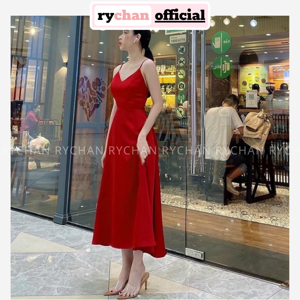 Đầm Maxi Đi Chơi 2 Dây Đỏ Thắt Nơ Lưng Quyến Rũ, Đầm Maxi Hở Lưng Đi Biển [Ảnh Thật Cuối] - DX0014