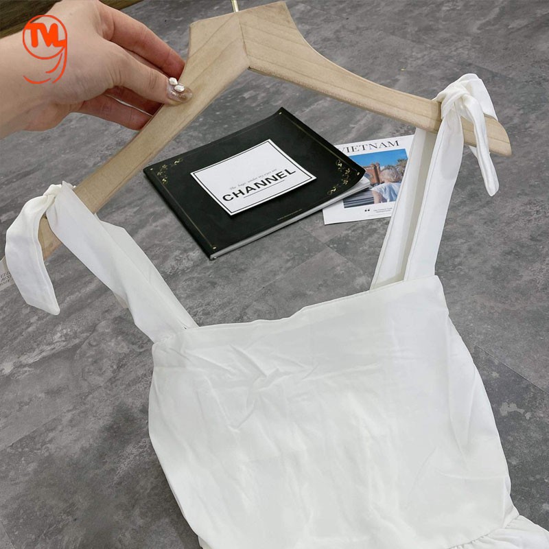 Đầm babydoll trắng TVL1999, đầm hai dây dáng xòe trắng trơn chất liệu cao cấp mềm mại mát mẻ thời trang mùa hè cho nữ